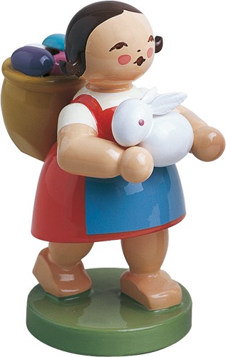 Osterkind Mädchen mit Eierkorb und Hase