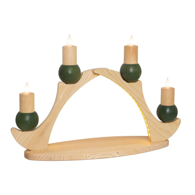 Fensterbogen mit 4 Kerzen, elektr., grün