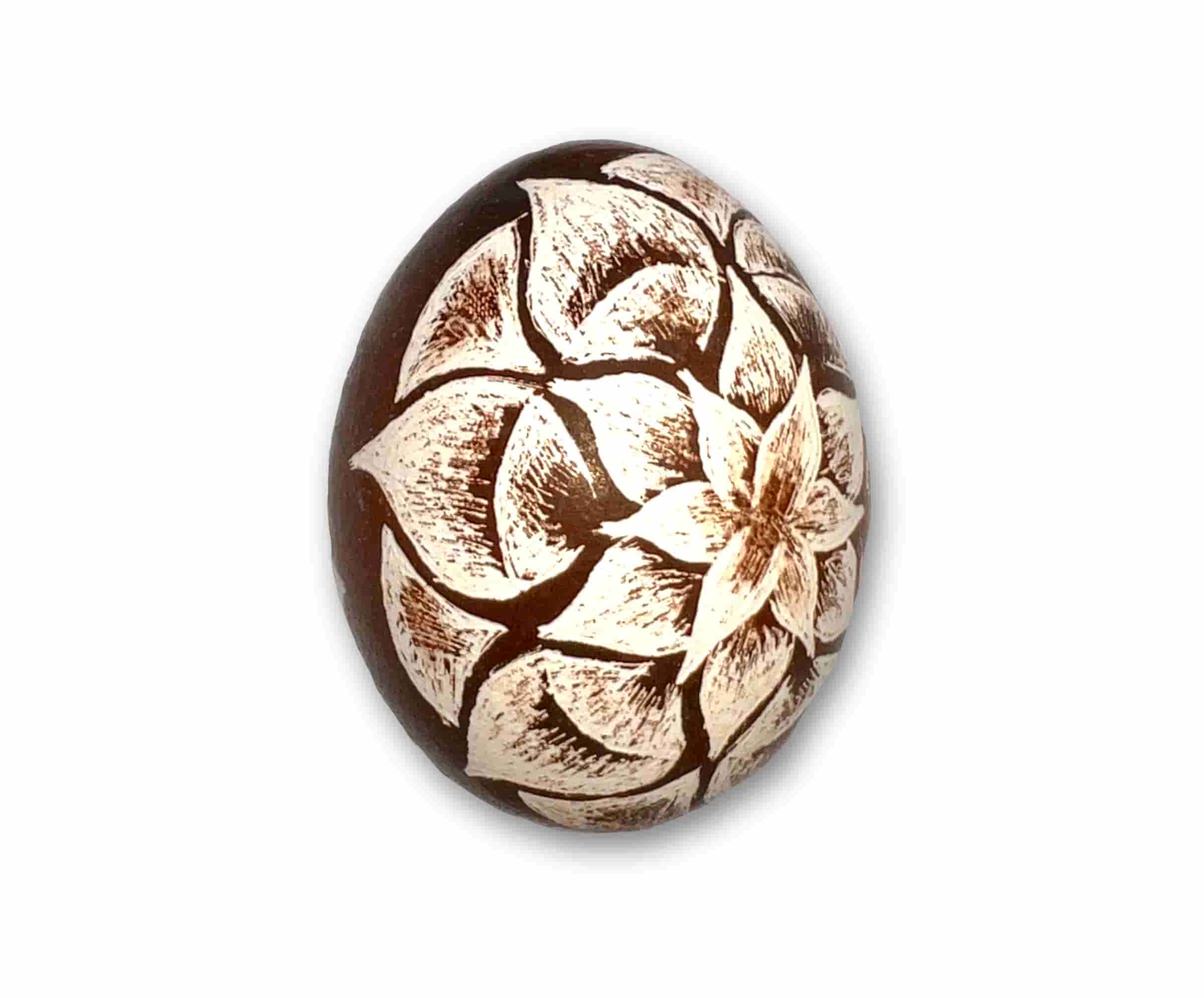 Osterei - Kratztechnik braun - florales Muster 1