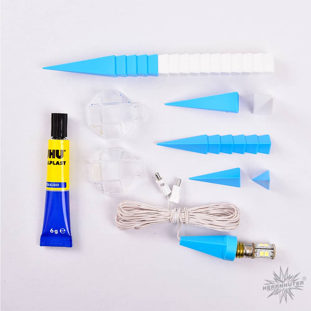 Original Herrnhuter Bastlerstern für innen ø ca. 13 cm blau/weiß (A1b)