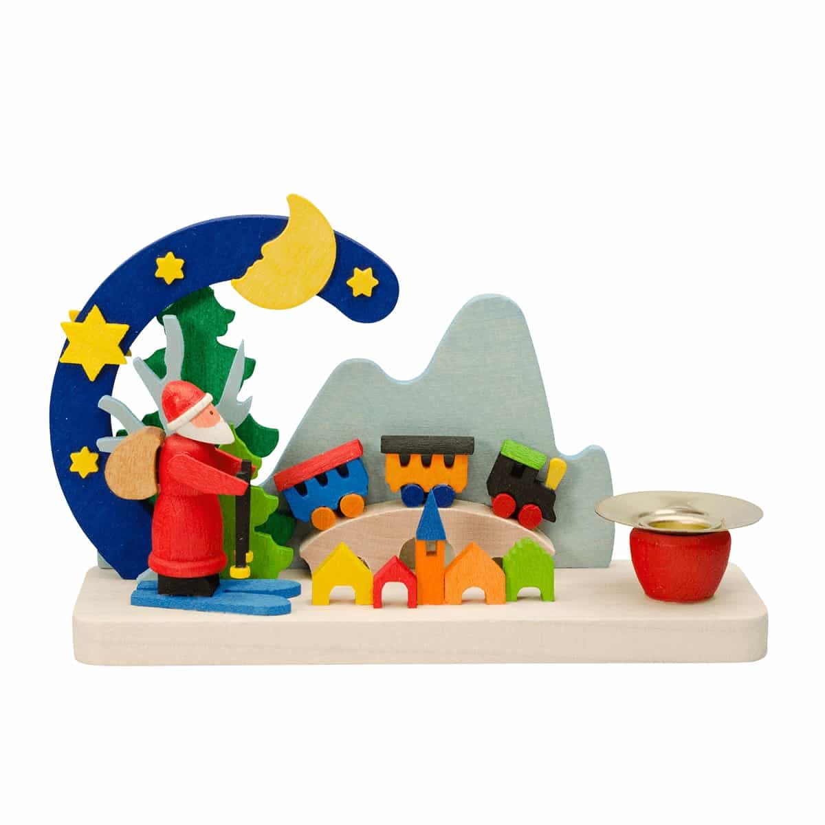 Leuchter Weihnachtsmann mit Eisenbahn