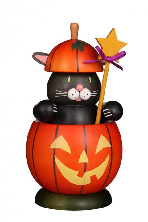 Räucherfigur Katze im Kürbis
