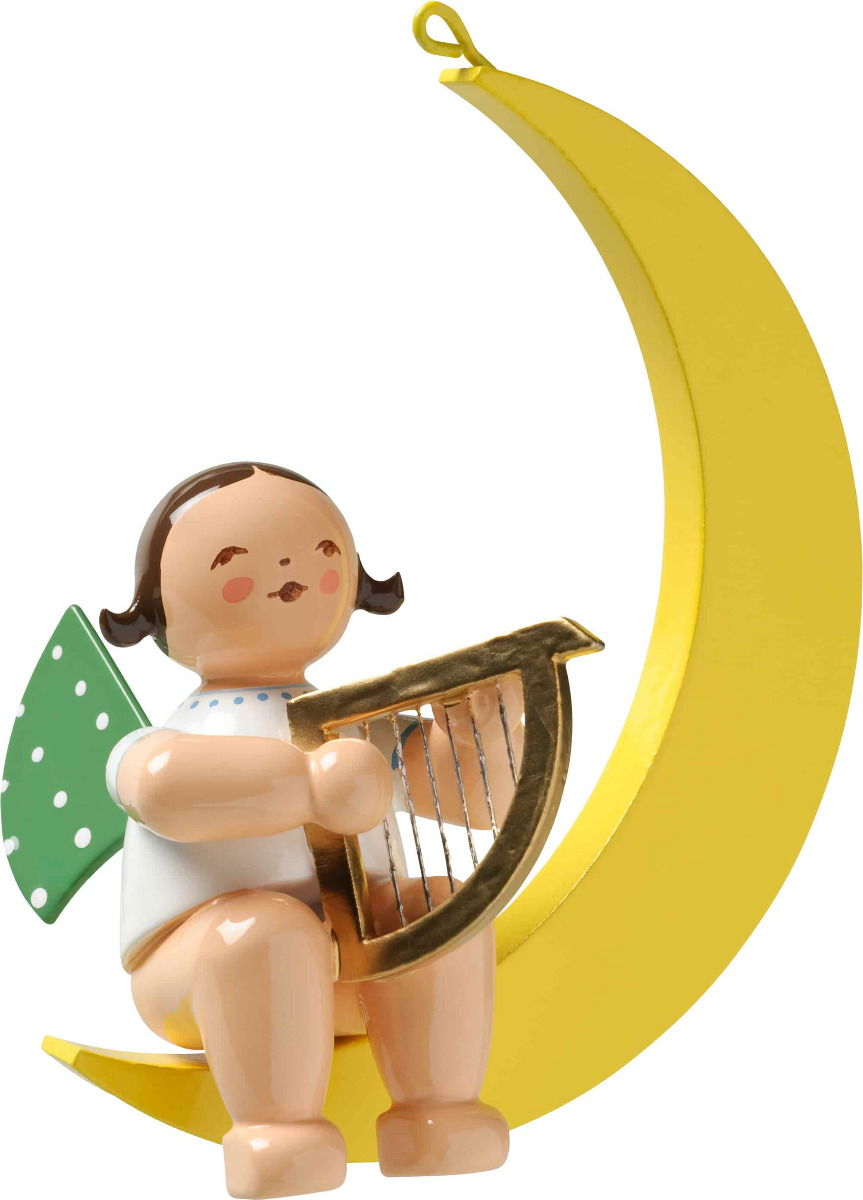 Engel mit Harfe im Mond