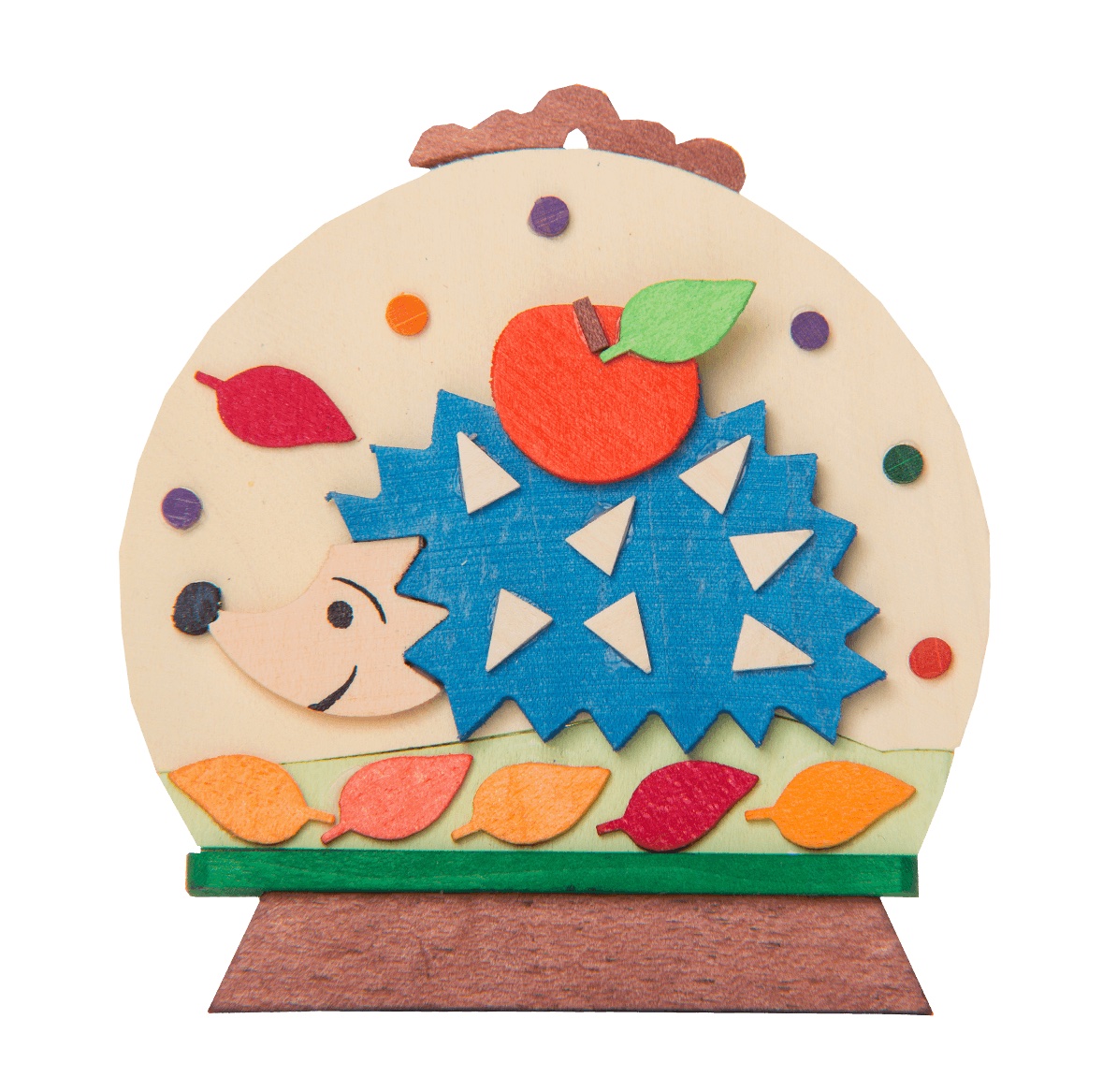 Schneekugel als Baumschmuck mit Igel