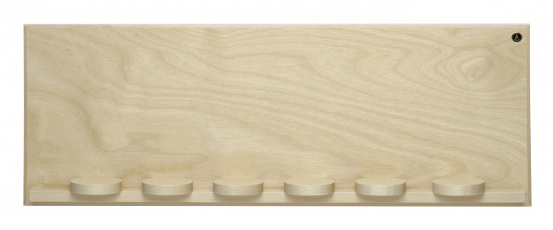 Wandpräsentation mit sieben Schiebetellern groß natur