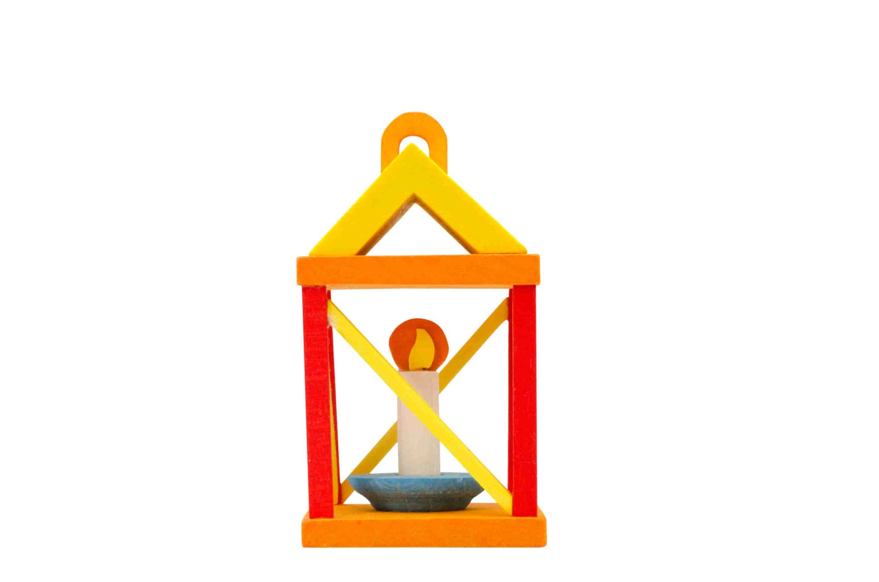 Laterne gelb/rot als Baumschmuck