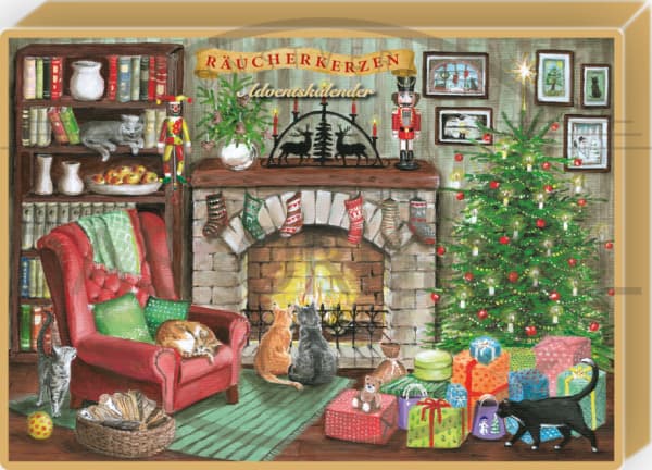 Räucherkerzen Adventskalender - Katzen am Kamin