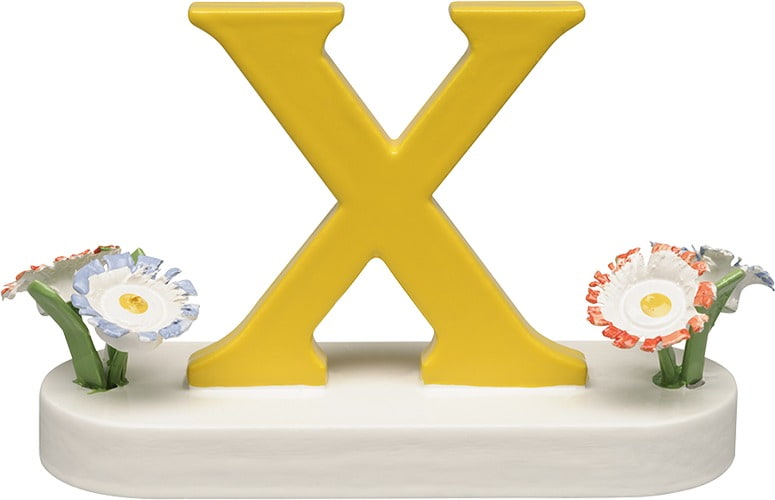 Buchstabe X, mit Blume