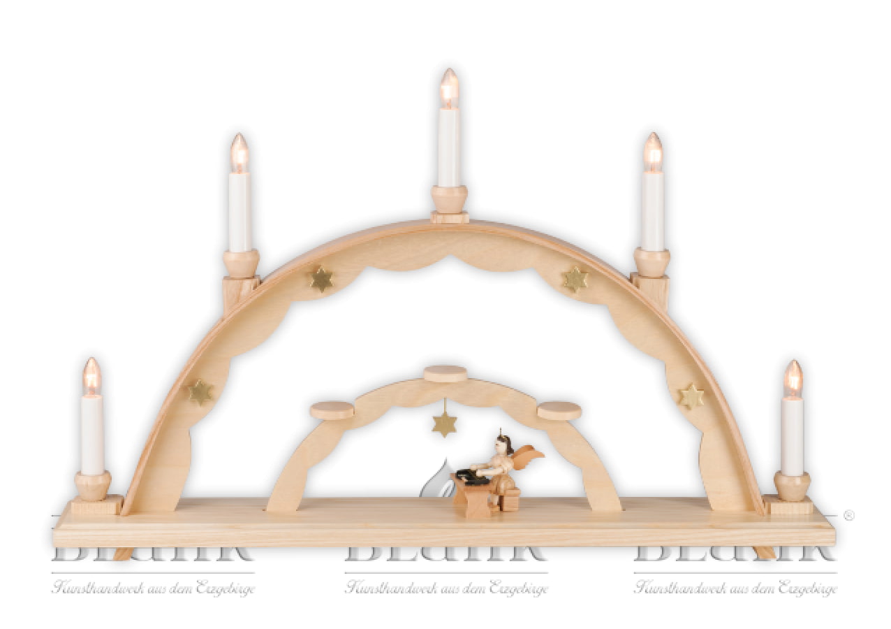 Blank - Schwibbogen mit Engel an der Zither