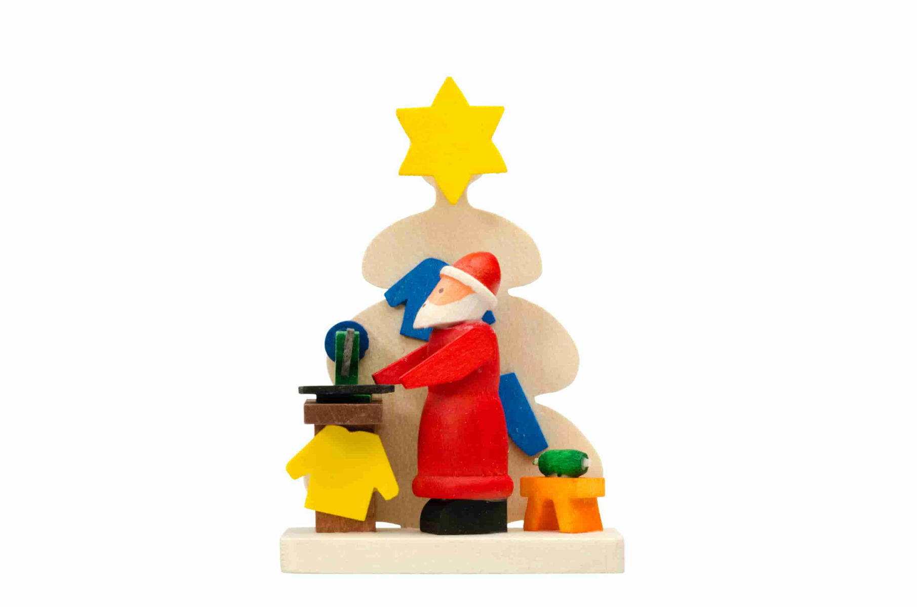 Baum-Weihnachtsmann mit Nähmaschine als Baumschmuck