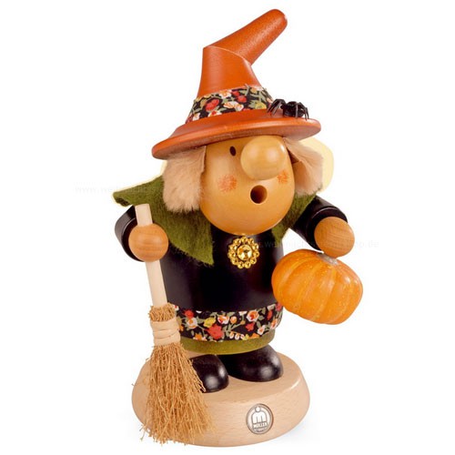 Räucherfigur Müllerchen Halloween Hexe mit Kürbis