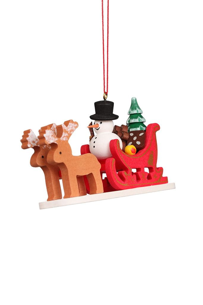 Baumbehang Schneemann im Rentierschlitten