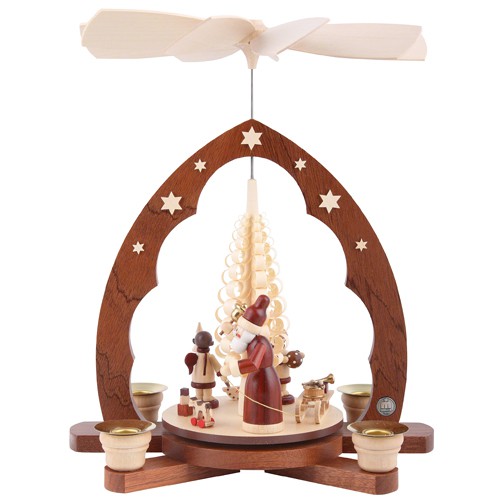 Bogenpyramide "Bescherung" Spitzbogen Spanbaum, 1-stöckig, natur