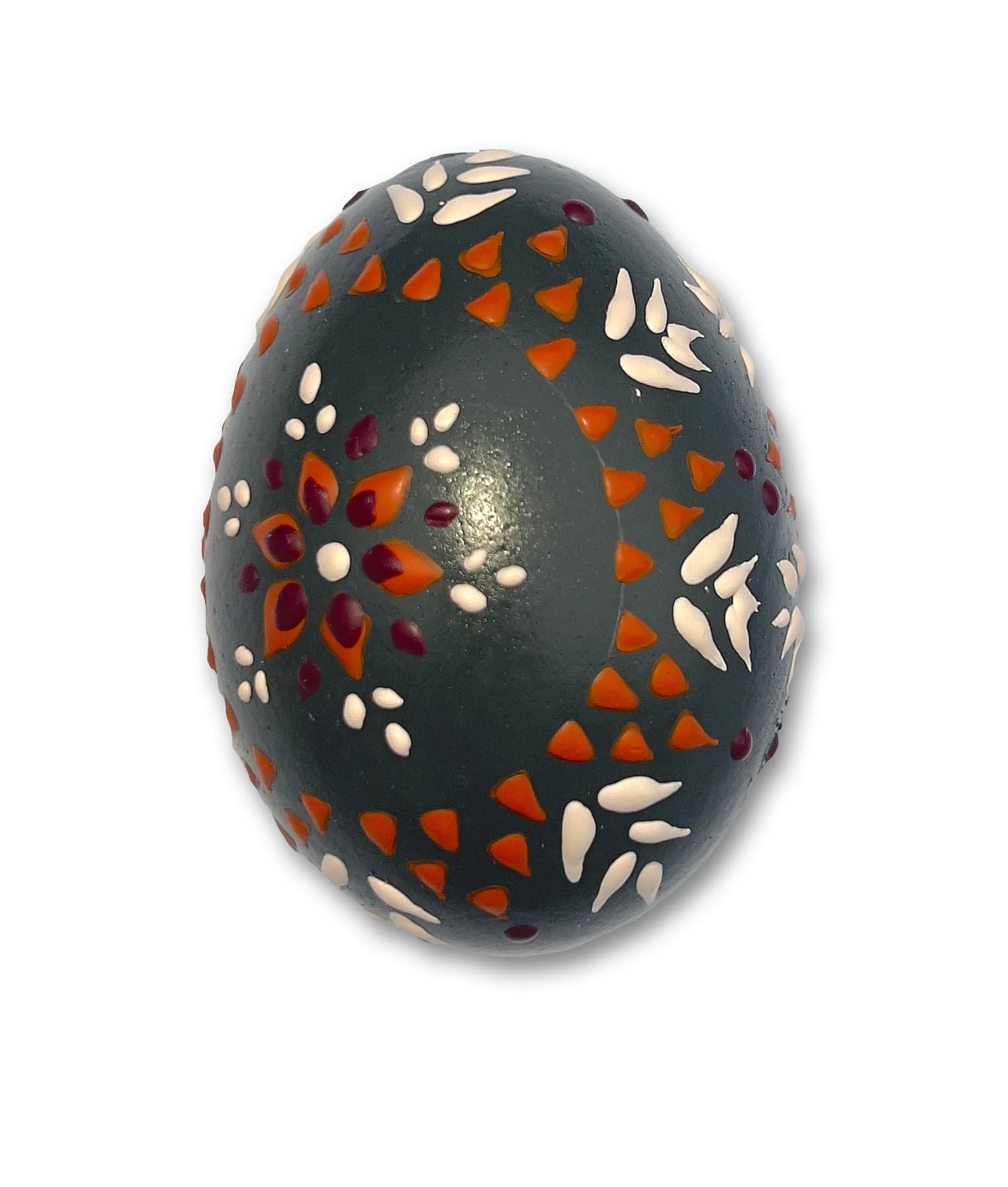 Osterei - Bossiertechnik anthrazit - weiß, orange, weinrot - 1