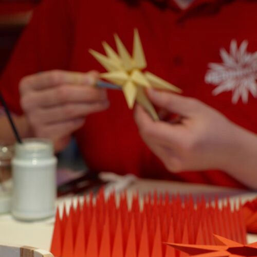 Montage eines Original Herrnhuter Sterns aus Kunststoff ca. 68 cm (A7) mit Aufbewahrungskarton