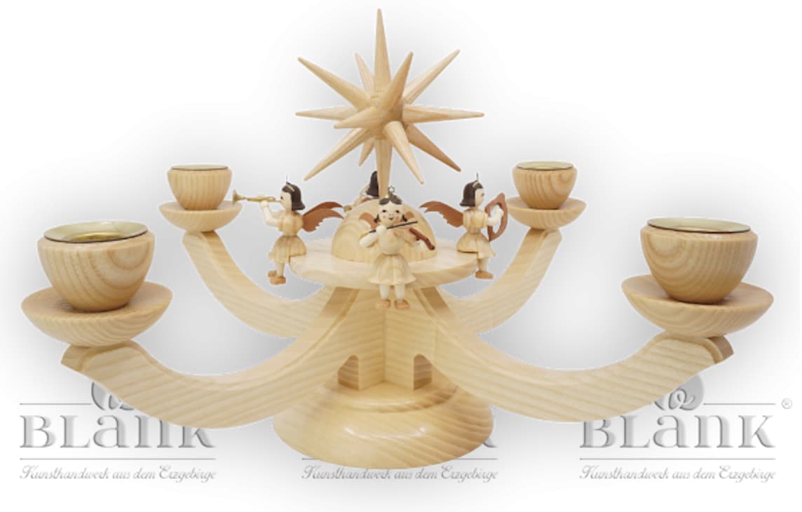 Blank - Adventsleuchter mit 4 sitzenden Engeln