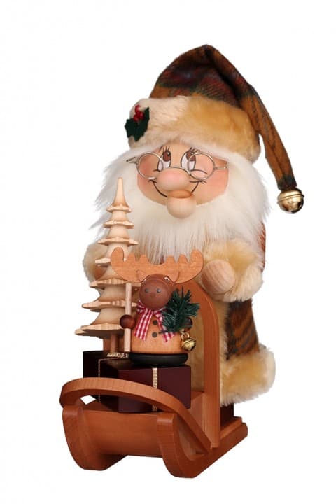 Räuchermann Wichtel Weihnachtsmann mit Schlitten