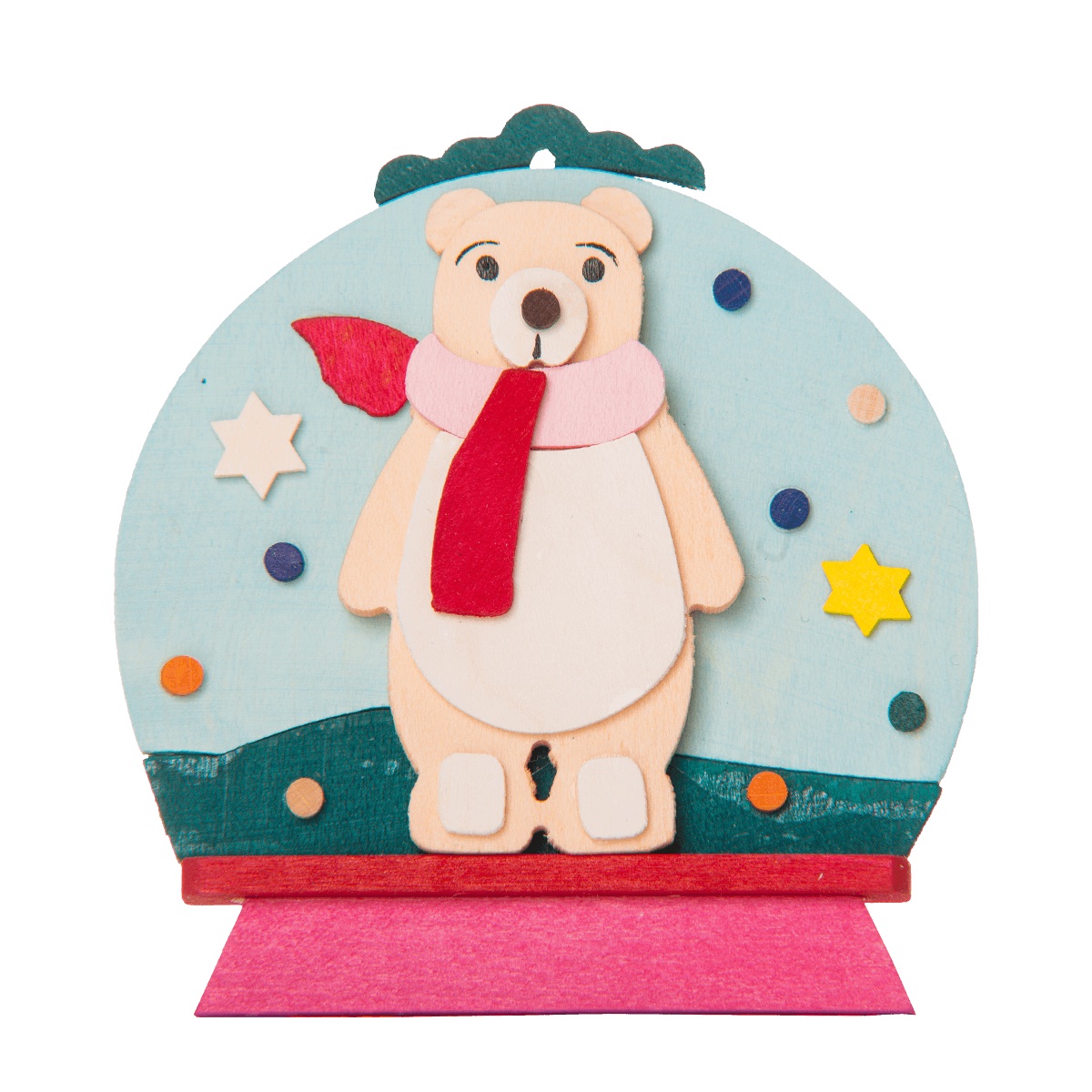 Schneekugel als Baumschmuck mit Eisbär