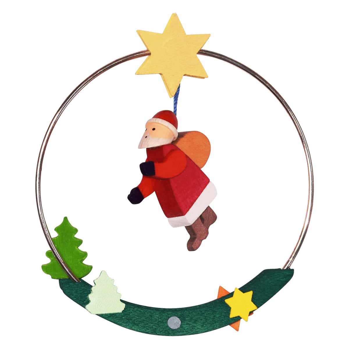 Weihnachtsmann im Ring als Baumschmuck