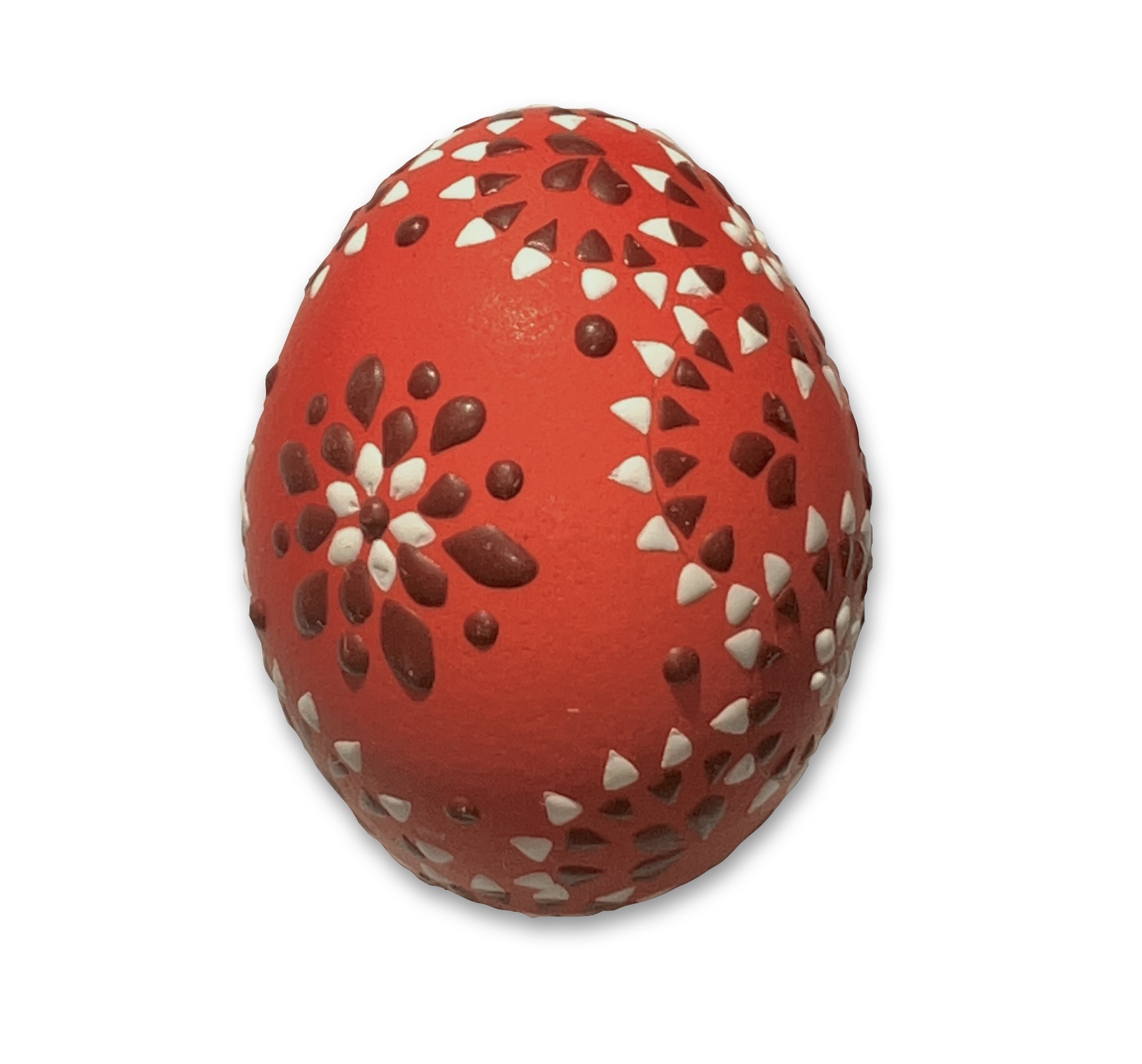 Osterei - Bossiertechnik rot - braun, weiß 2