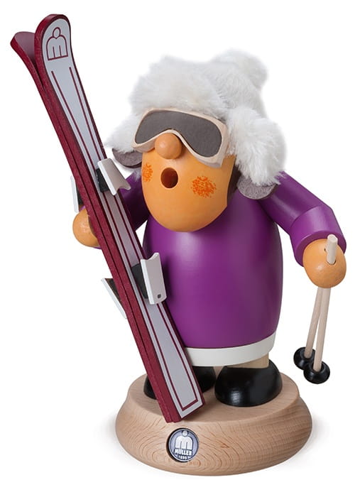 Räucherfigur Müllerchen Skifahrerin