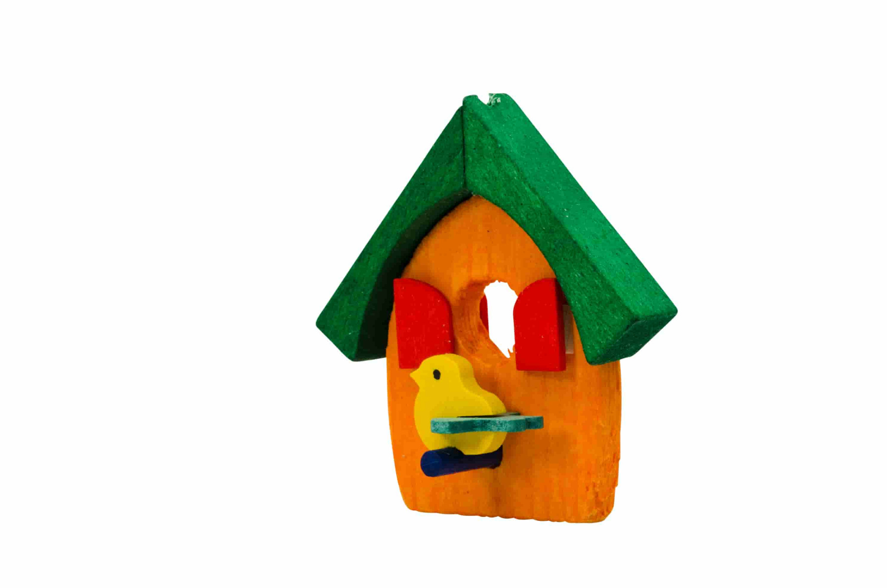 Vogelhaus orange als Baumschmuck