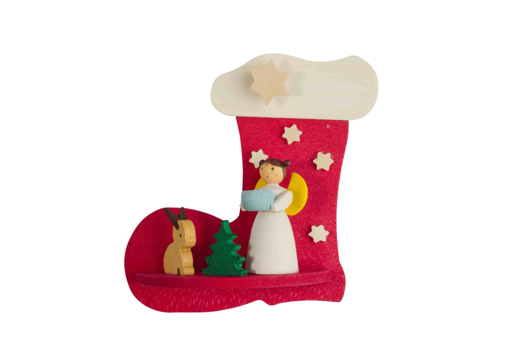 Stiefel-Engel mit Hase als Baumschmuck