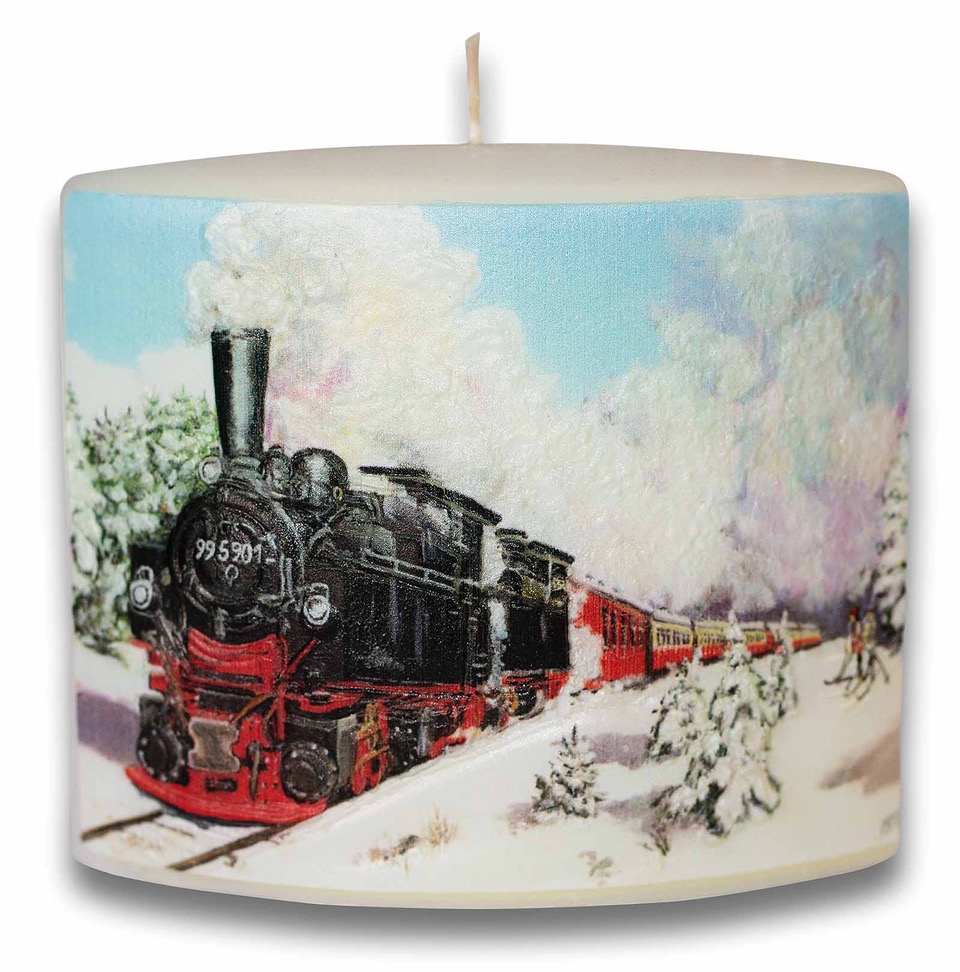 Kerze Ellipse "Schmalspurbahn" 115x100mm