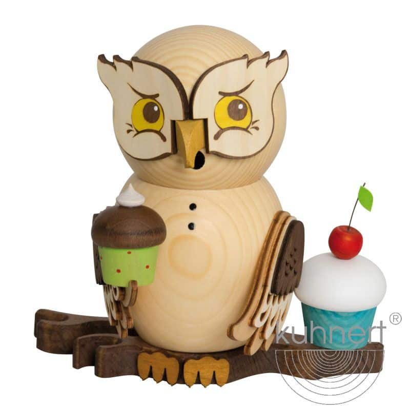 Rauchfigur Eule mit Muffins - Auslaufartikel