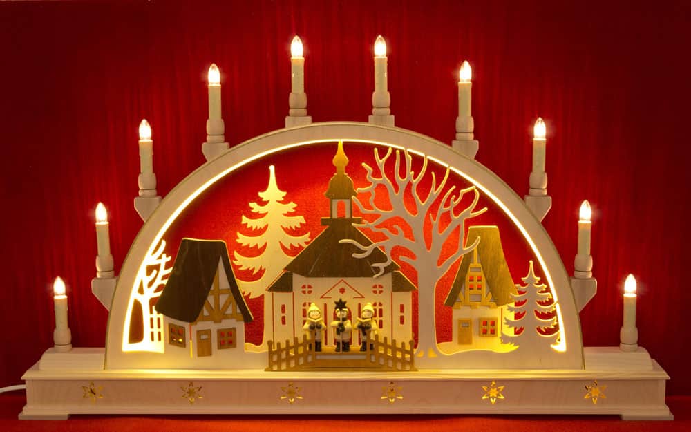 Schwibbogen Kirche mit Sternsänger