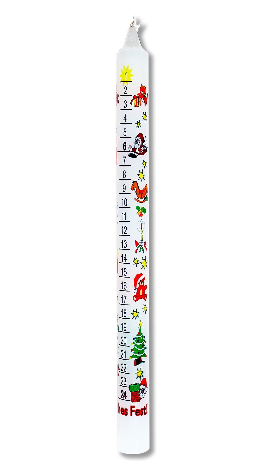 Adventskalenderkerze Frohes Fest weiß 22x290mm