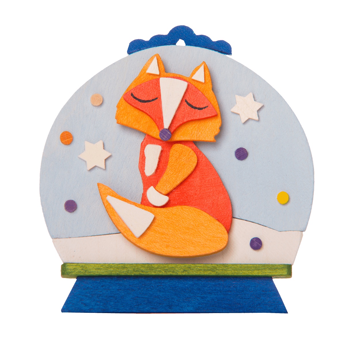 Schneekugel als Baumschmuck mit Fuchs