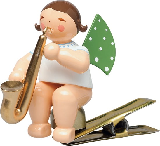 Engel mit Saxofon auf Klemme