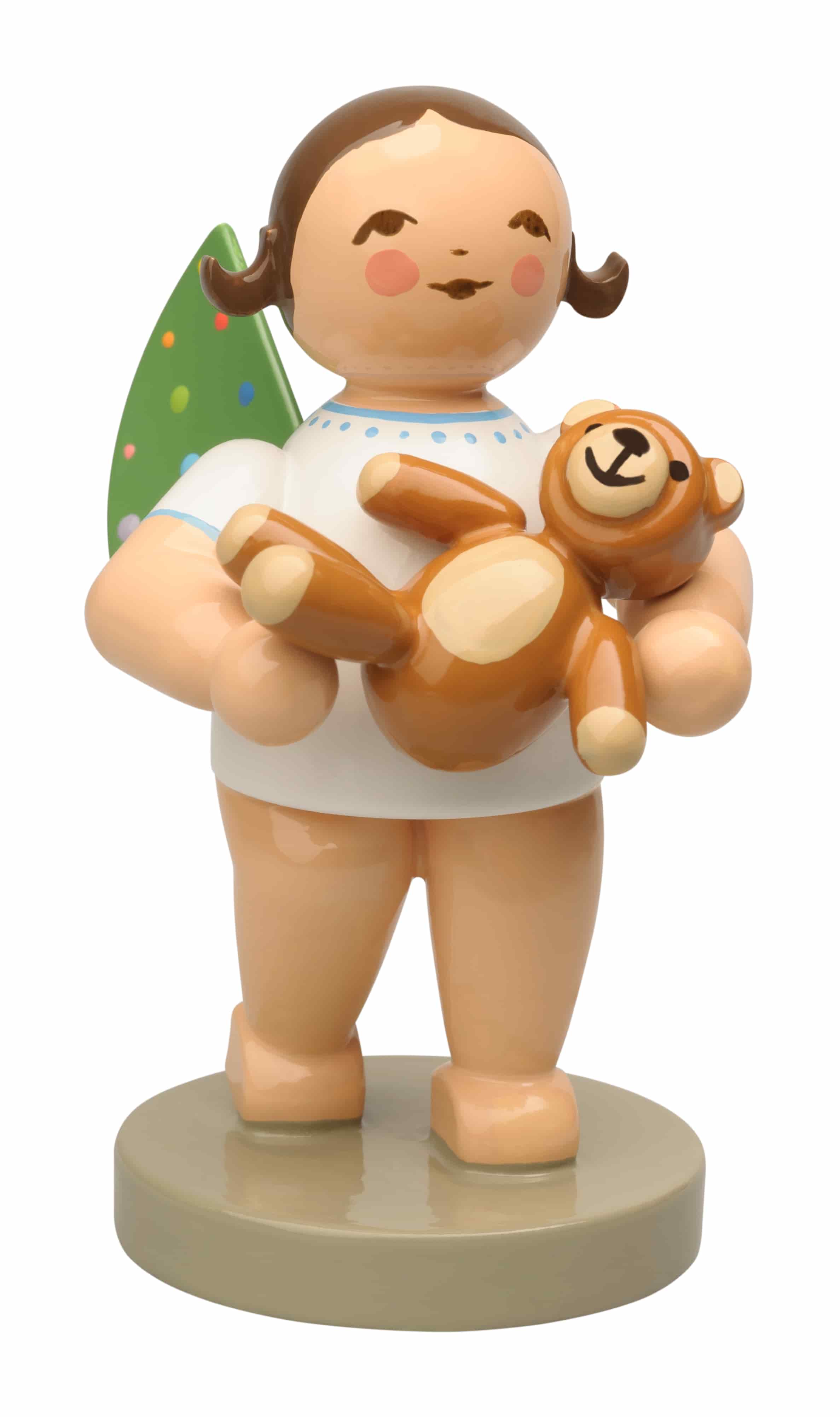 Engel mit farbigen Flügelpunkten und Teddy