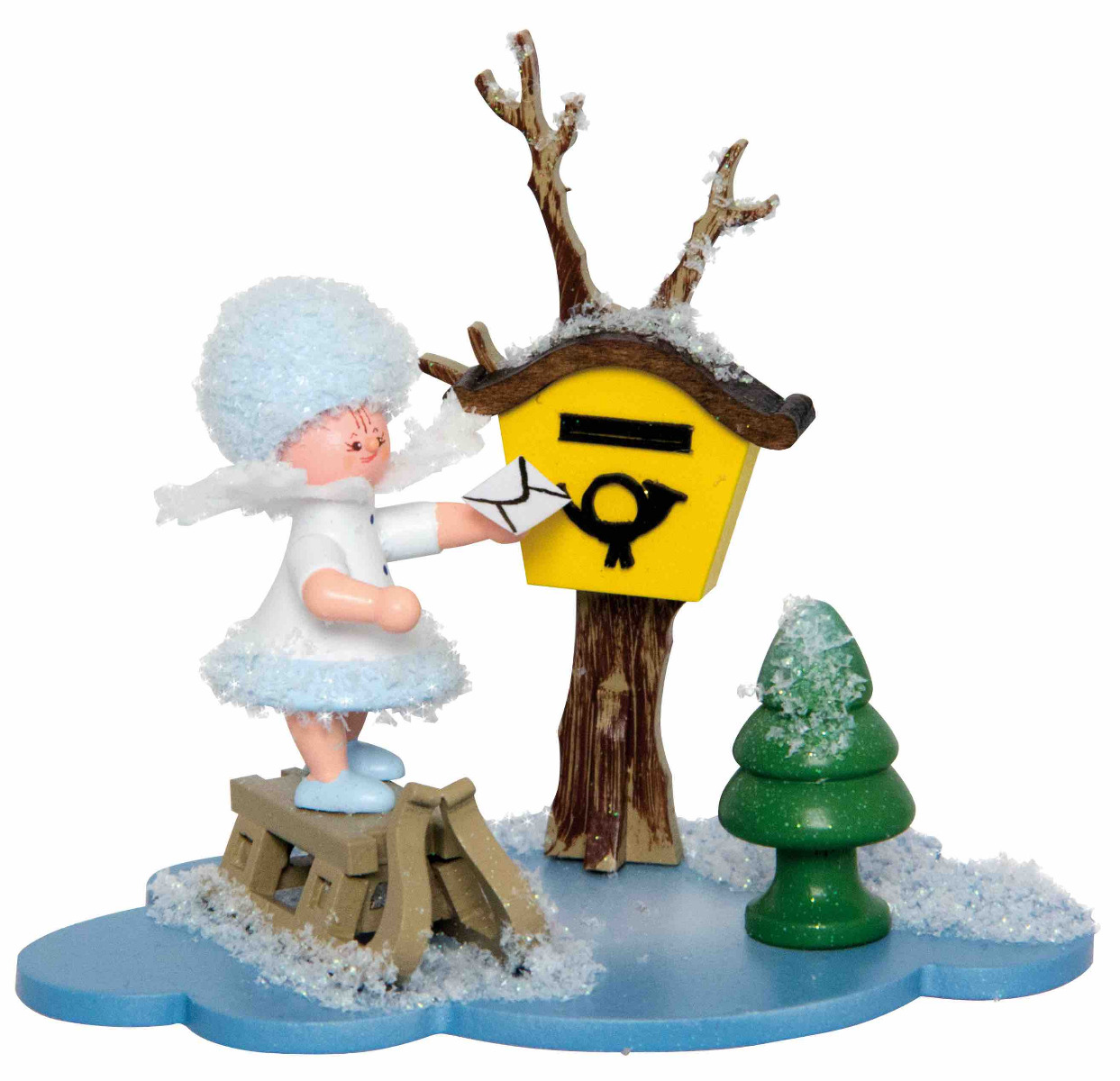 Schneeflöckchen auf Wolke am Briefkasten