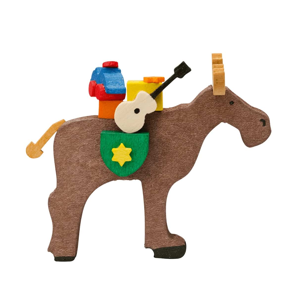 Elch mit Geschenken als Baumschmuck mit Gitarre