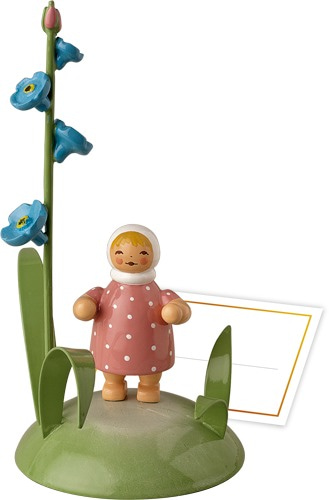 Tischkartenhalter - Mädchen mit Vergissmeinnicht