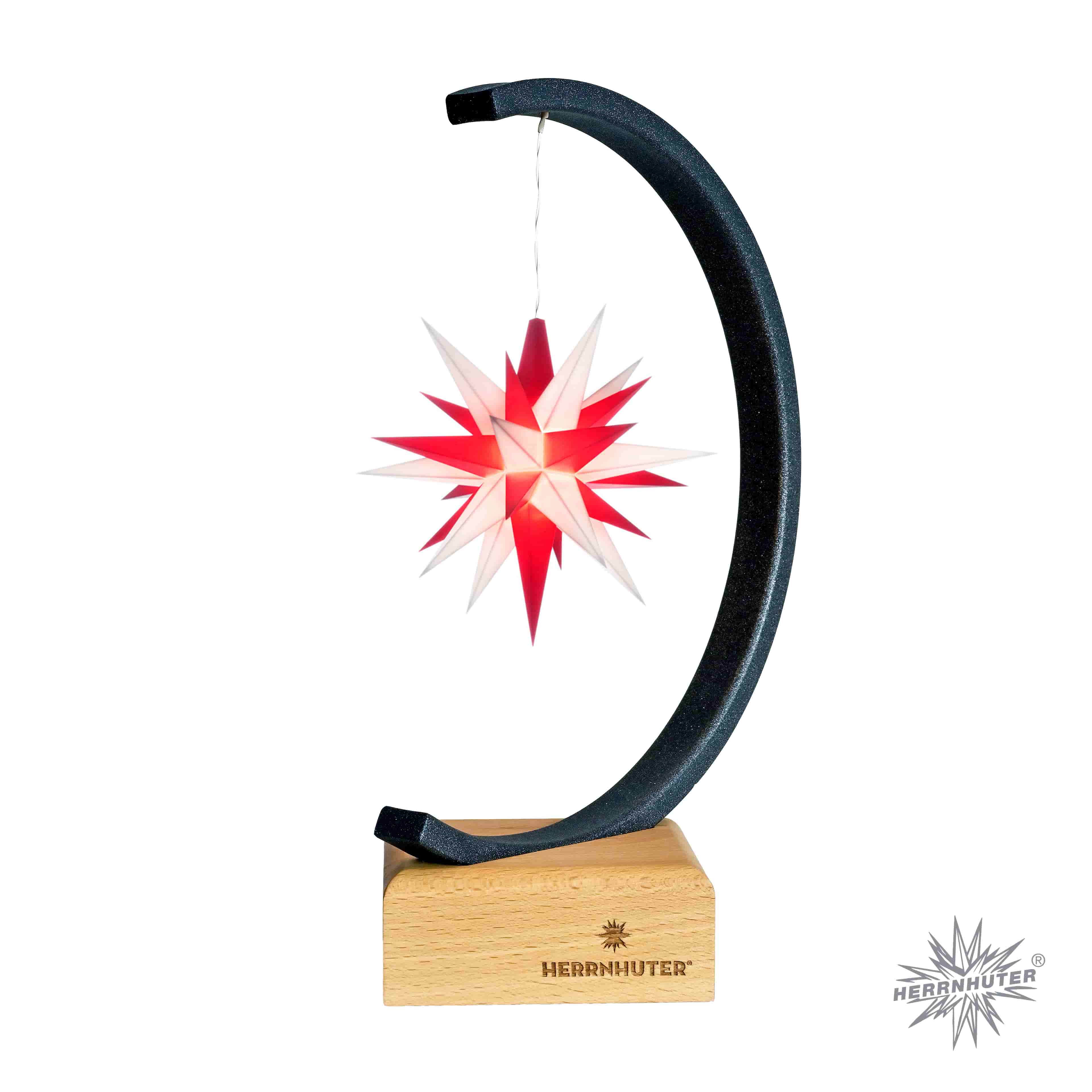 Original Herrnhuter Metallbogen anthrazit - A1e weiß/rot