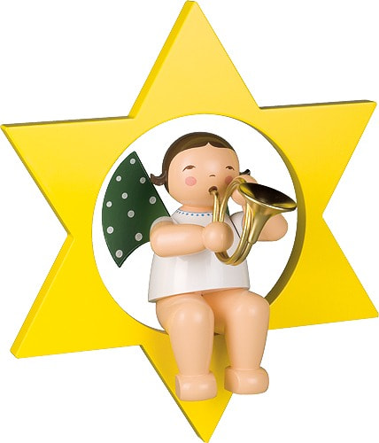 Engel mit Waldhorn, im Stern, groß