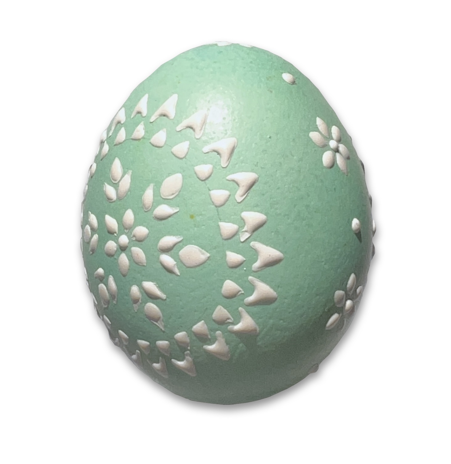Osterei - Bossiertechnik pastelltürkis - weiß