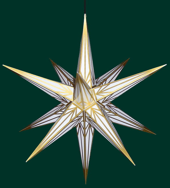 Haßlauer Weihnachtsstern für außen weiß mit Goldmuster inkl. LED