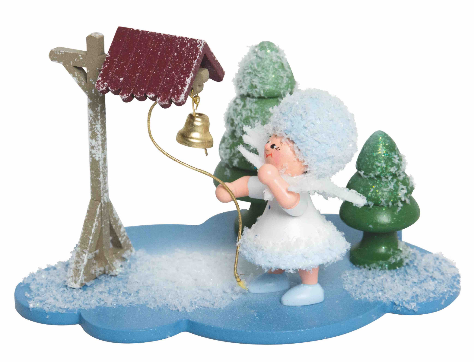 Schneeflöckchen auf Wolke mit Glocke