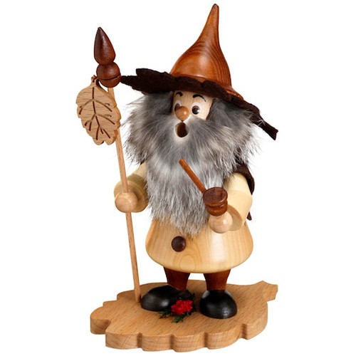 Räuchermann Baumwichtel auf Erlenblatt