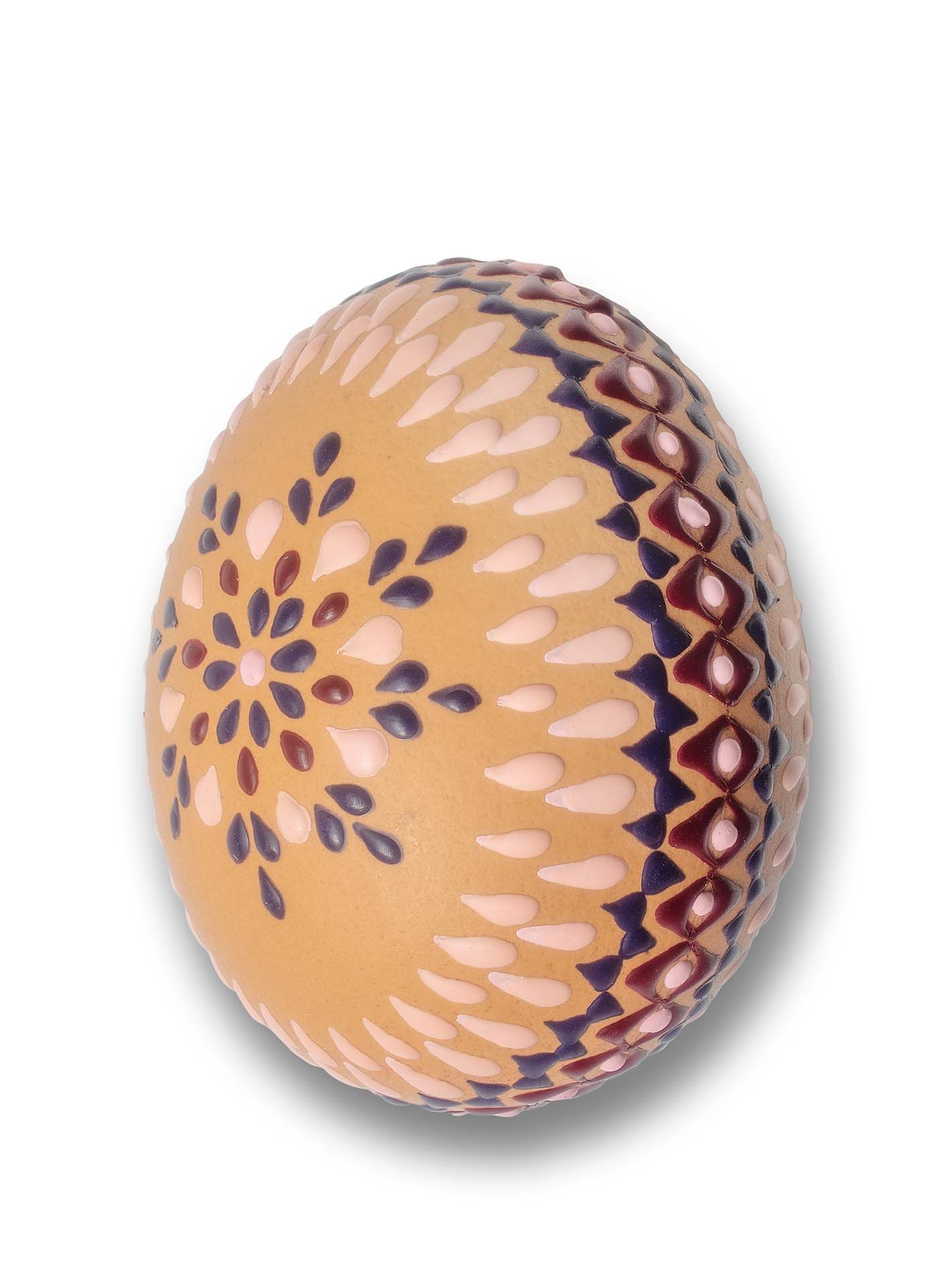 Osterei - Bossiertechnik braun - lila, rosa, rot 1