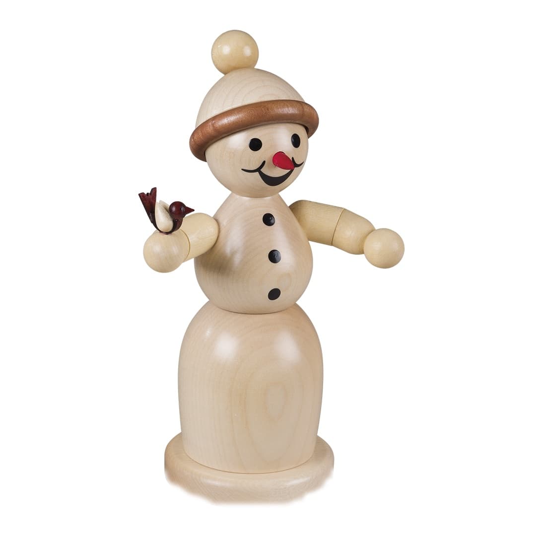 Räucherfigur Schneefrau mit Vogel