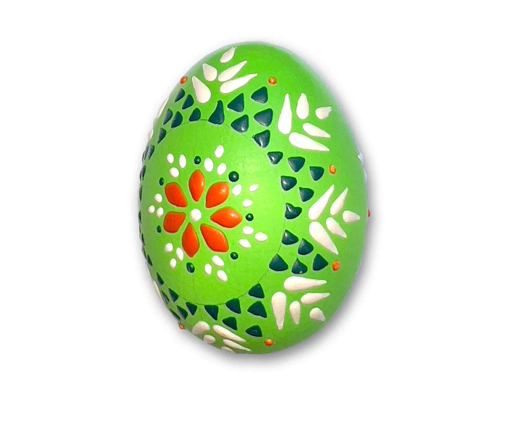 Osterei - Bossiertechnik grün - weiß, grün, orange 1