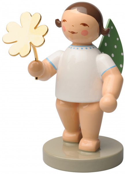 Goldedition Nr. 9, Glücksbote, Engel mit Kleeblatt, vergoldet