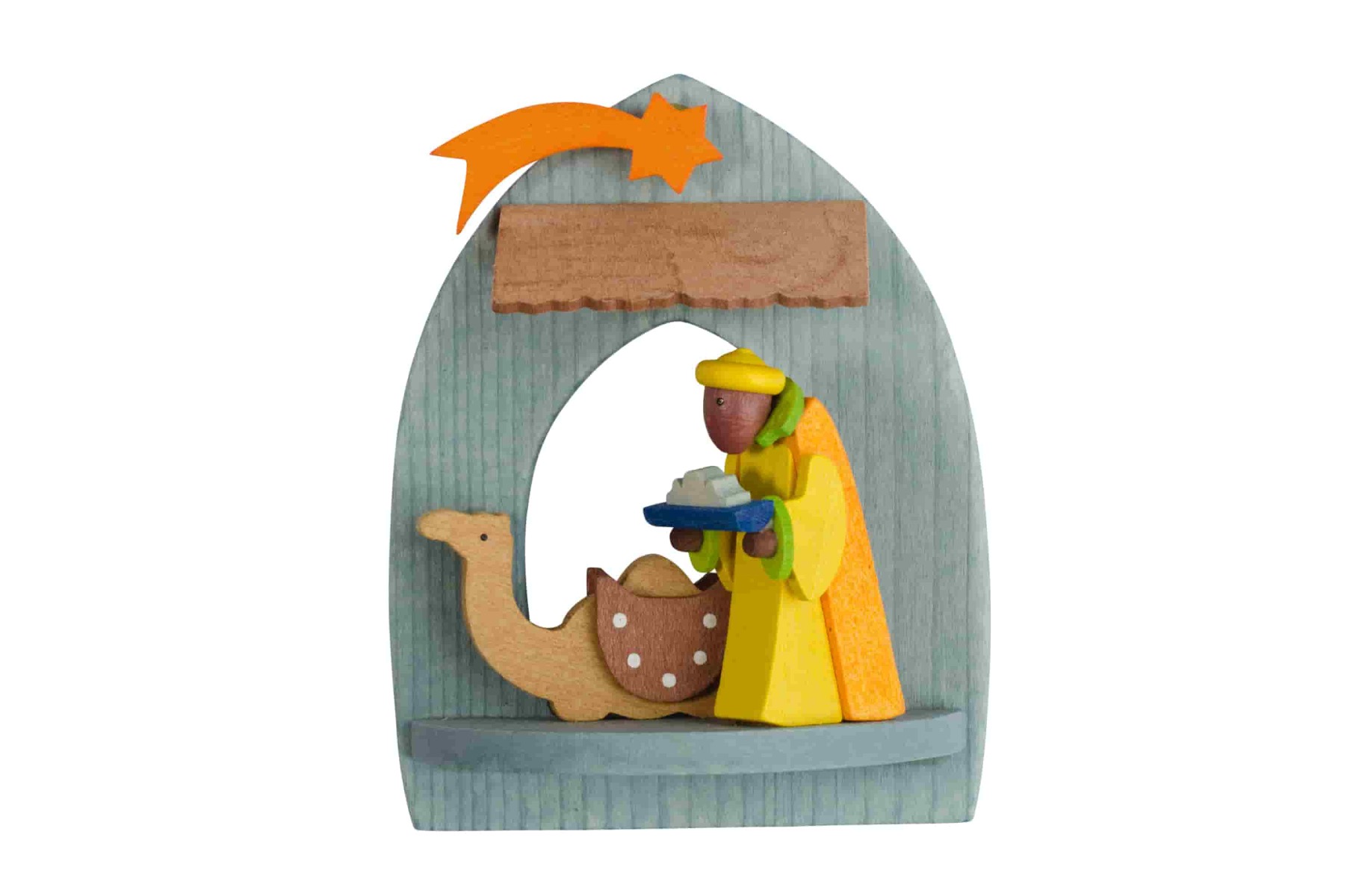 Krippe Christgeburt mit Caspar als Baumschmuck