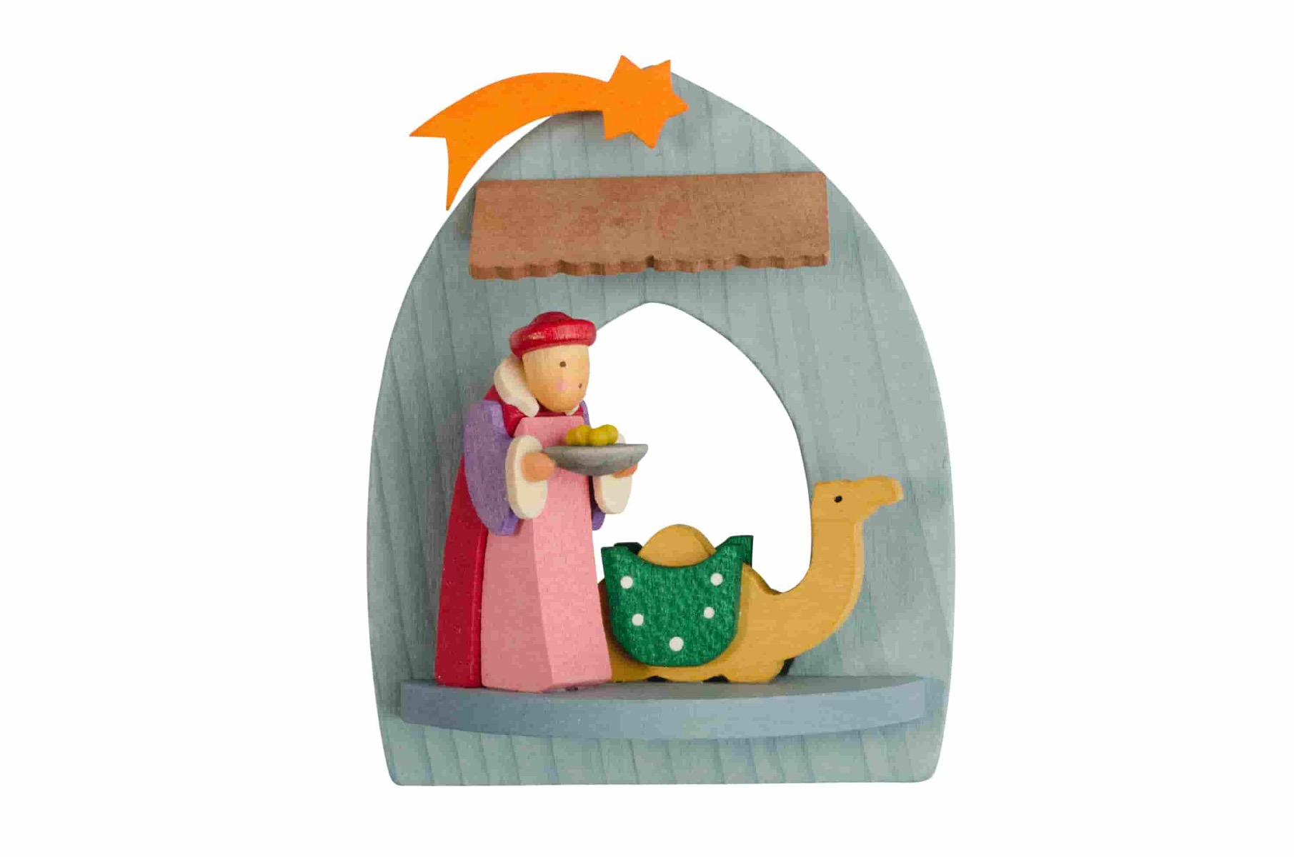 Krippe Christgeburt mit Balthasar als Baumschmuck