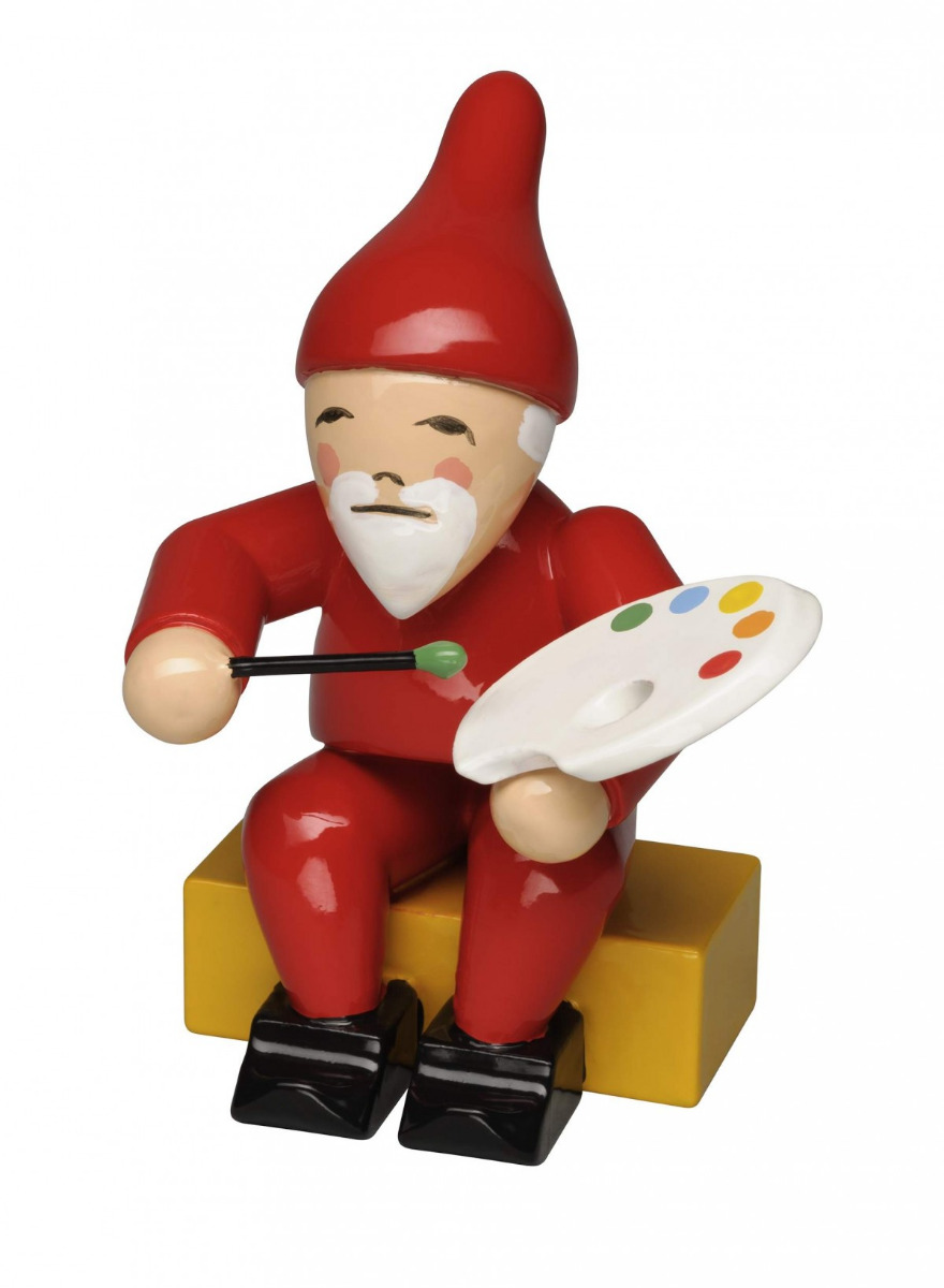 Heinzelmännchen mit Pinsel und Malplatte